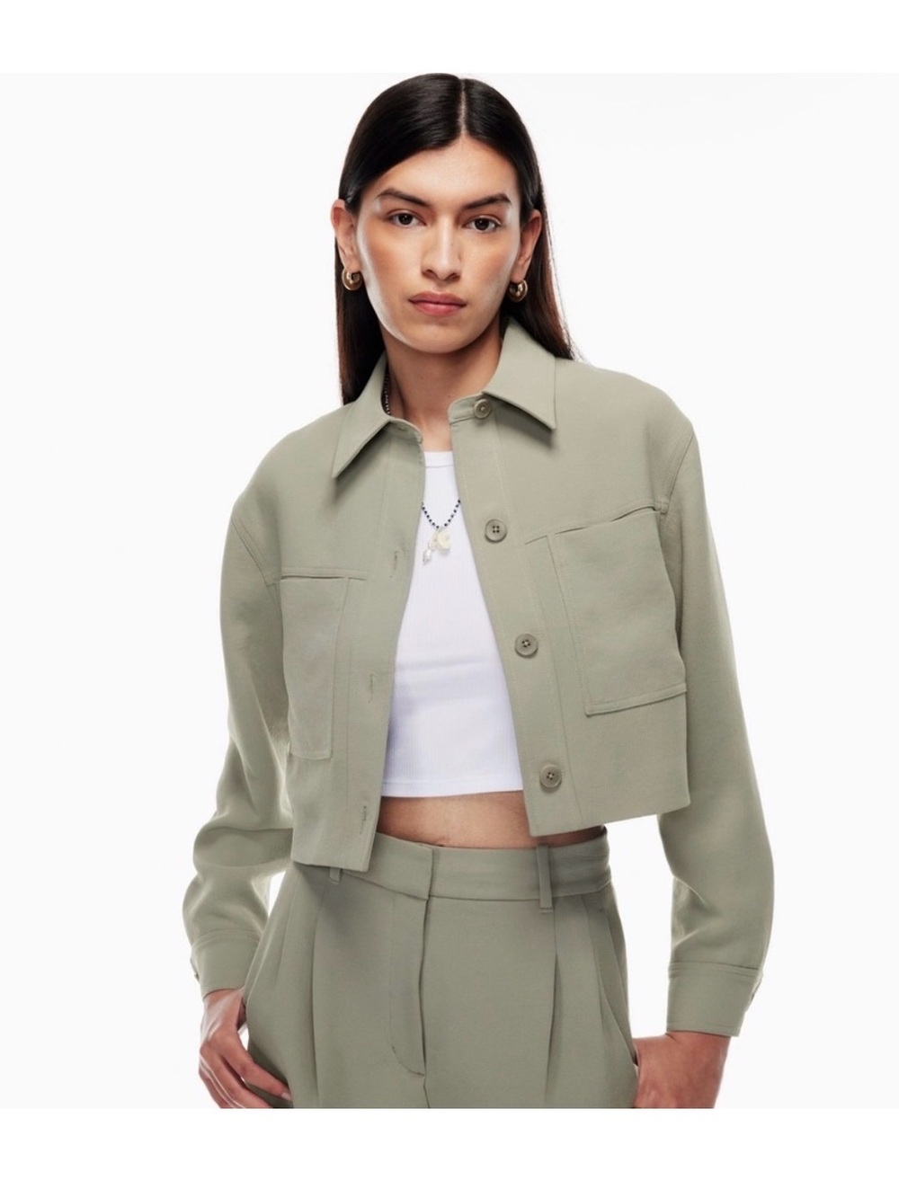 Aritzia Wilfred Little Cropped Jacket - Crepette Green Small